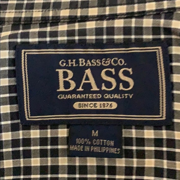 GH Bass Navy Taupe Plaid Button Down Shirt Men's Size Medium - Picture 3 of 7